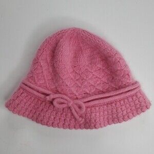 Pink vintage Angora blend cozy cute hat 57cm medium
